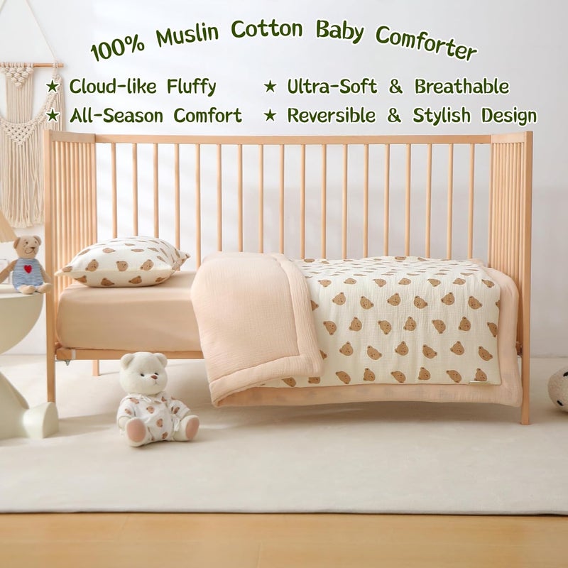 CLoucl Cotton Muslin Toddler Comforter/Quilt,Ultra Soft & Breathble Muslin Toddler Blanket,All Season Baby Blankets for Boys and Girls, Machine Washable,41"x48" - Image 4